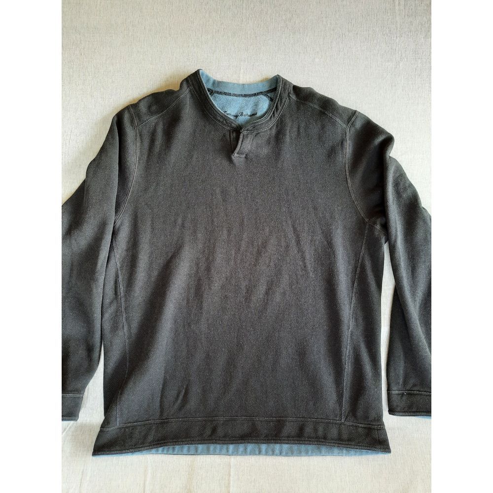 Tommy Bahama Men 17in Chest SZ Sweater Pullover Crewneck Embroider Art Logo Gray